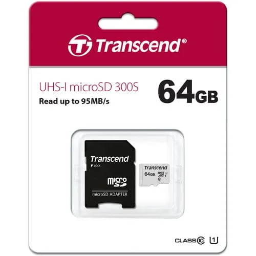 Transcend 64GB Micro SD UHS-I U1 Memory Card with Adapter